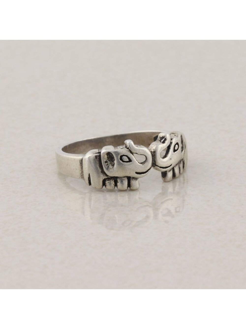 Sterling Silver Two Elephant Ring Size 9 - Picture 5 of 7